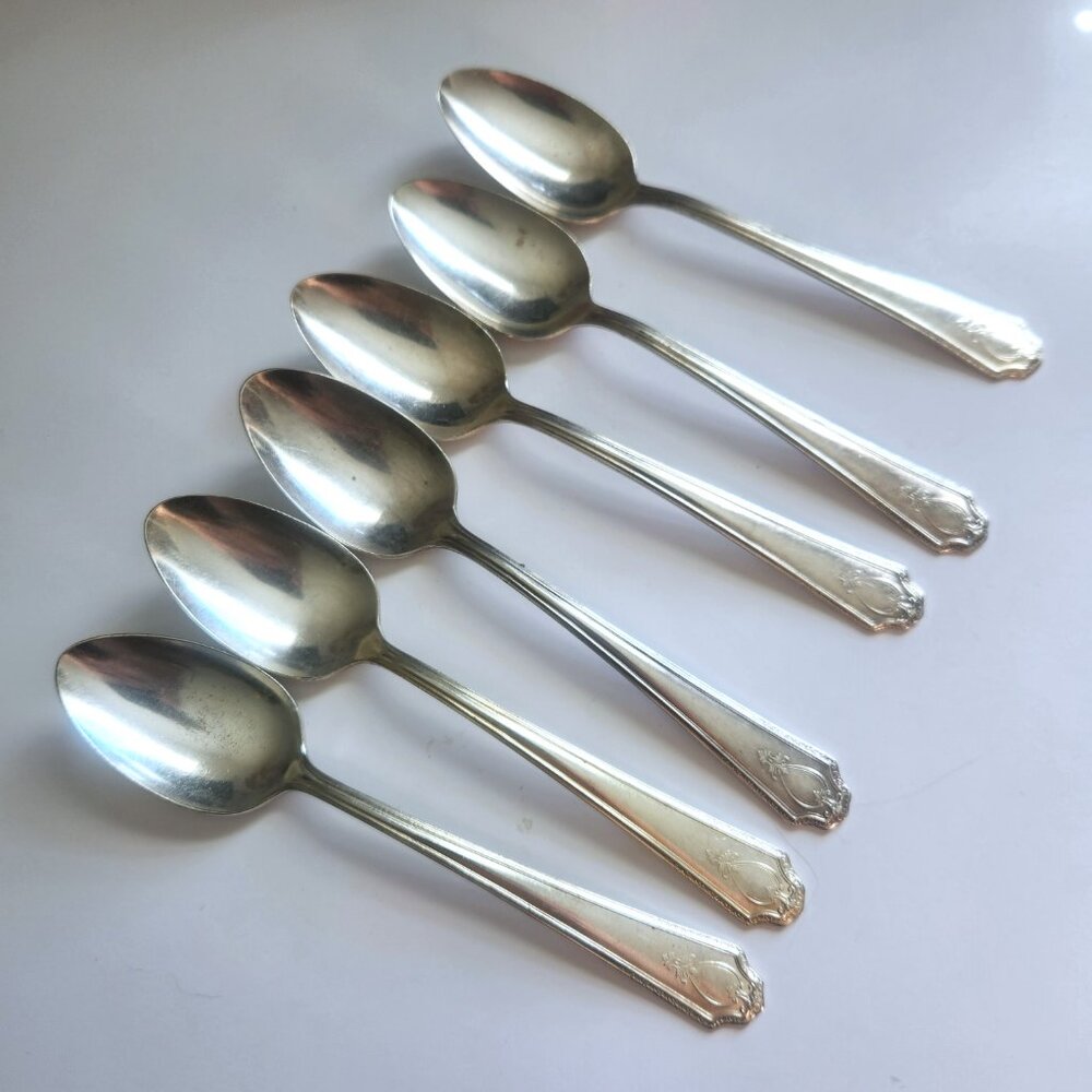 R.&B AIX International Teaspoon Set of 6 Vintage Silverplate 6 1/4"